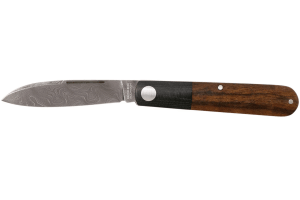 Couteau pliant Böker Barlow Prime Tirpitz Damas 117942DAM manche micarta noir et noyer 8,4cm + étui en feutre