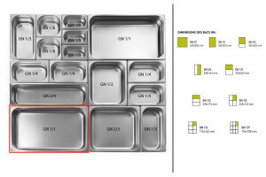 APS 82072 GN 1/4 Réservoir Gastronorm en polycarbonate, dimensions 264 x 162 mm/hauteur 65 mm/volume 1,7 litre, noir