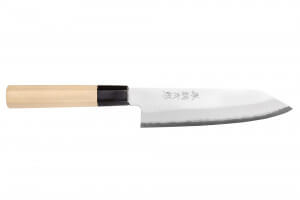 Couteau santoku kiritsuke 18cm japonais artisanal Momotaro Ginsan manche en magnolia