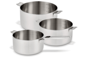 Set de 3 casseroles Beka R'Evolution tri-ply 16, 18 et 20cm - Poignée amovible incluse