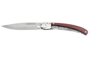 Couteau pliant Le Coq Français Tokyo Red Heart artisanal manche bois rouge 11,5cm + étui