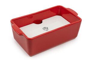 Terrine avec presse Peugeot en céramique rouge