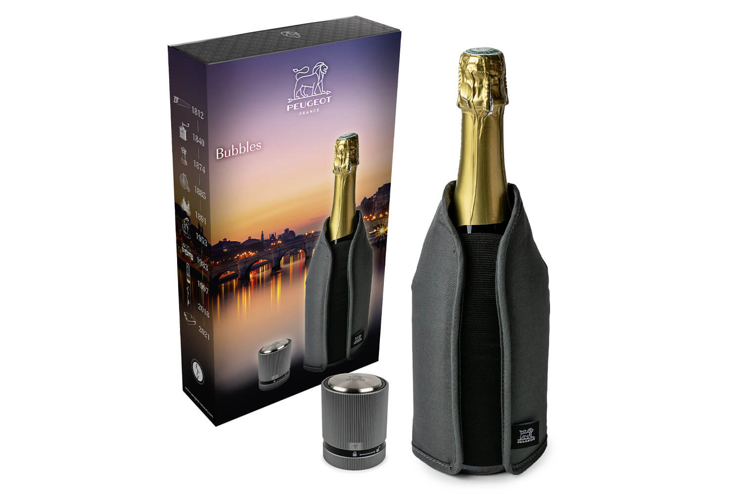 Coffret cadeau champagne Peugeot Bubbles 2 accessoires
