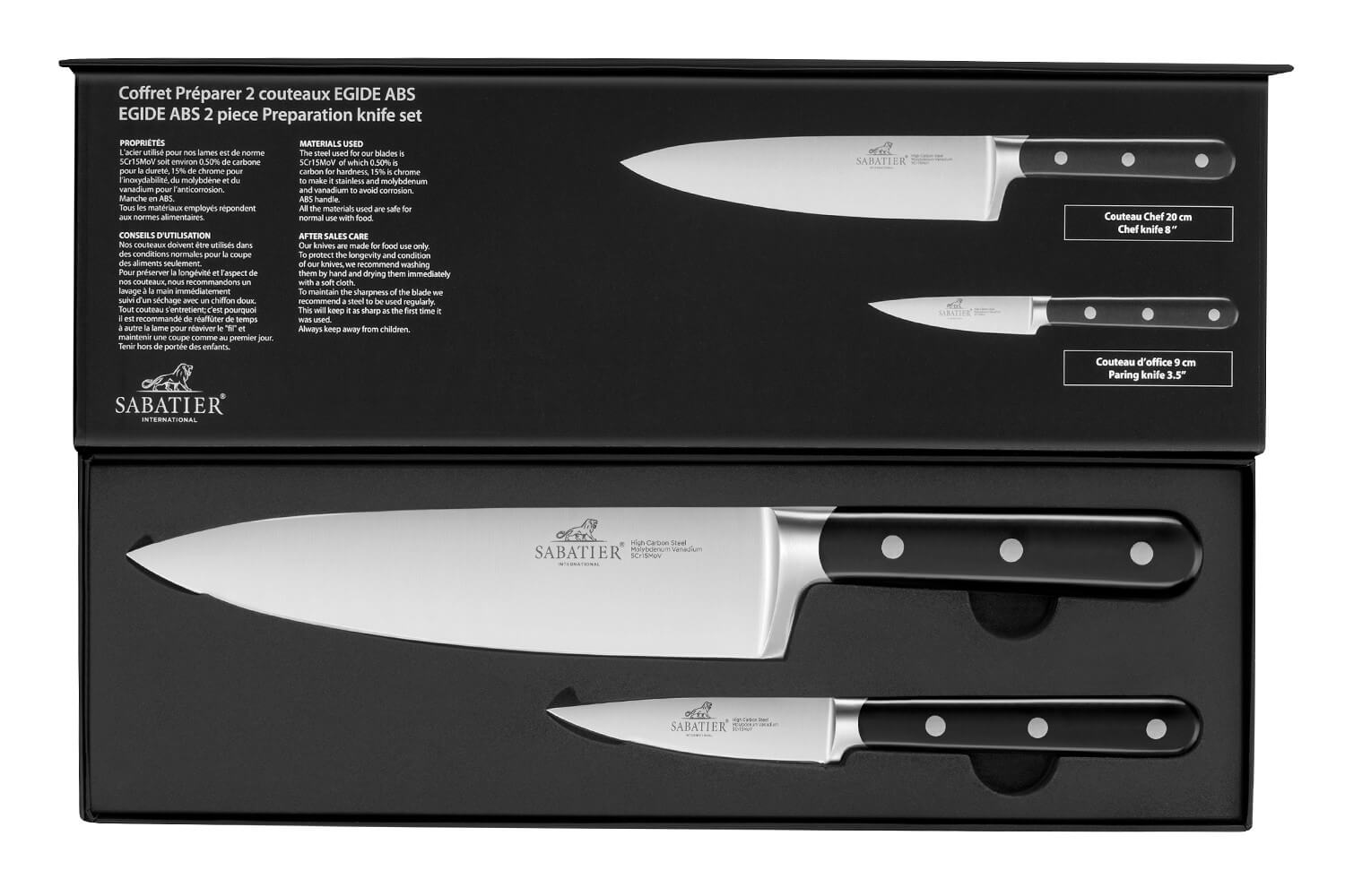 Carbon - Couteau de chef 16 cm martelé avec protection de lame Sabatie 