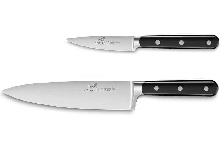 Coffret 2 Couteaux Sabatier International PHENIX – Office 9 Cm + Santoku 18 Cm – Acier Inox & Manche Bois