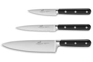 Coffret 3 couteaux Sabatier International Egide Office 9cm + Légumes 13cm + Chef 20cm