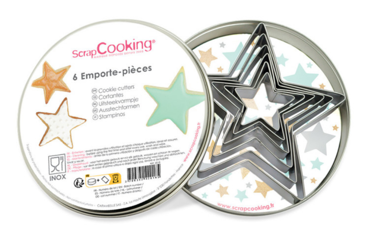 Boîte 6 emporte-pièces Scrapcooking en inox - Étoiles