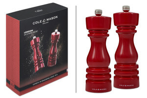 Coffret moulins sel et poivre Cole & Mason London rouge gloss 18cm