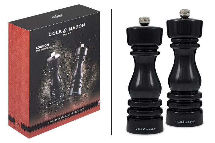 Coffret moulins sel et poivre Cole & Mason London noir gloss 18cm