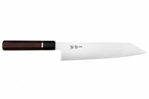 Couteau de chef kiritsuke 24cm japonais artisanal Sukenari SG2 San Maï manche en bois de rose