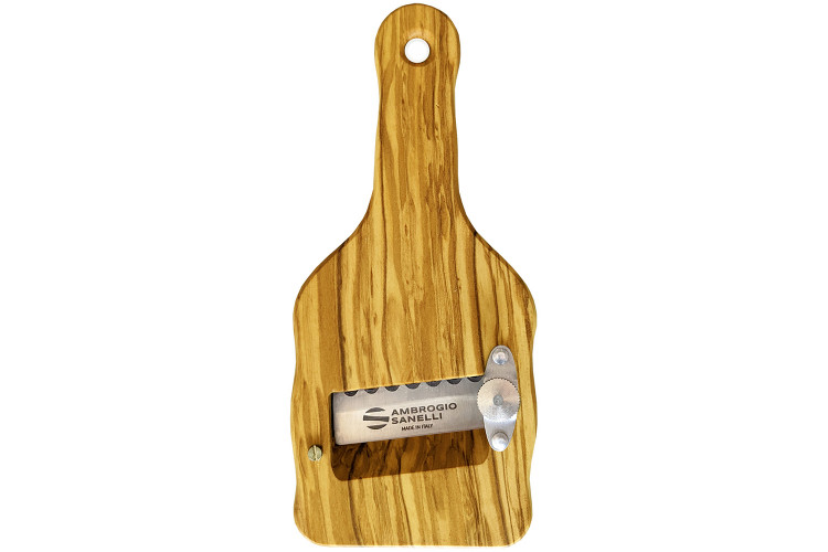 Mandoline &agrave; truffes Ambrogio Sanelli lame crant&eacute;e en inox et manche en olivier