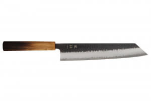 Couteau kiritsuke 24cm japonais artisanal Yuzo Black AS chêne brûlé