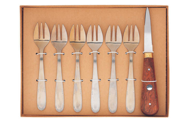 Coffret hu&icirc;tres Au Nain 7 pi&egrave;ces - 6 fourchettes et 1 lancette