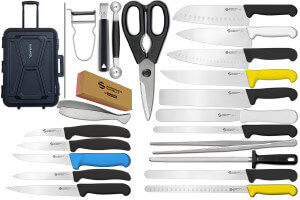 Trolley à couteaux Ambrogio Sanelli Caravel  13 couteaux Supra + 9 accessoires