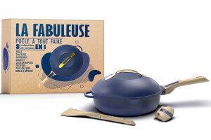 Poêle antiadhérente Cookut La Fabuleuse 8-en-1 diamètre 28cm bleue