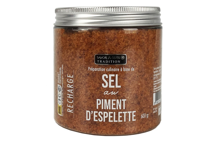 Recharge sel aromatis&eacute; au piment d'Espelette Savor&Sens - 600g