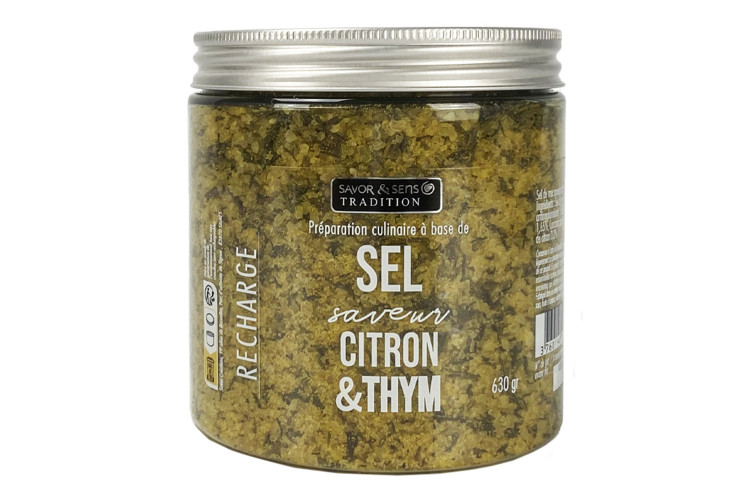Recharge sel aromatis&eacute; saveur citron et thym Savor&Sens - 630g