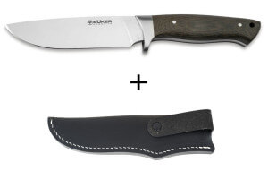 Couteau Böker Arbolito Hunter 02BA351M lame en acier 12cm manche en micarta vert + étui en cuir noir