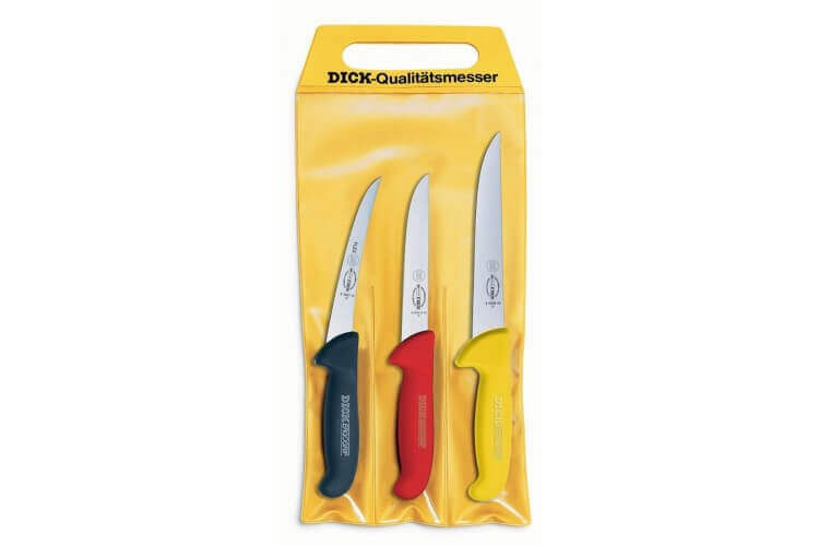 Pochette de 3 couteaux de boucher DICK ERGOGRIP 1 couteau à saigner + 2 désosseurs