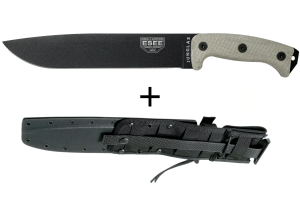 Machette Esee Junglas JUNGLAS-E lame acier carbone noir 26,5cm manche micarta gris + étui