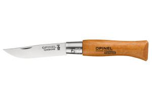Couteau pliant Opinel Tradition Carbone n°04 lame 5cm manche hêtre