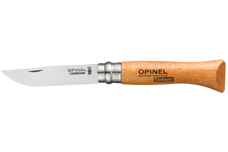 Couteau pliant Opinel Tradition Carbone n°06 lame 7cm manche hêtre + virole tournante