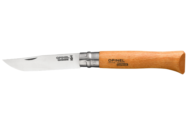 Couteau pliant Opinel Tradition Carbone n&deg;12 lame 12cm manche h&ecirc;tre