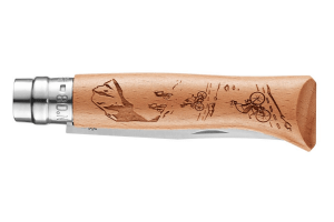 Couteau pliant Opinel Tradition Gravures Velo n°08 lame 8,5cm manche hêtre