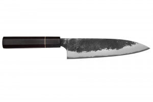 Couteau gyuto 18cm japonais artisanal Naoki Mazaki WS2 Black Nashiji