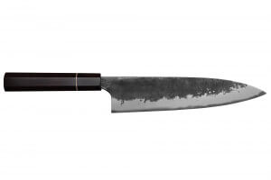 Couteau gyuto 21cm japonais artisanal Naoki Mazaki WS2 Black Nashiji