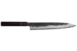 Couteau sujihiki 24cm japonais artisanal Naoki Mazaki WS2 Black Nashiji