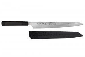 Couteau yanagiba kiritsuke 30cm japonais artisanal Sakai Takayuki Seiryu damas