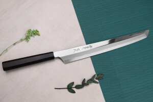 Couteau sakimaru yanagiba 30cm japonais artisanal Sakai Takayuki Genbu