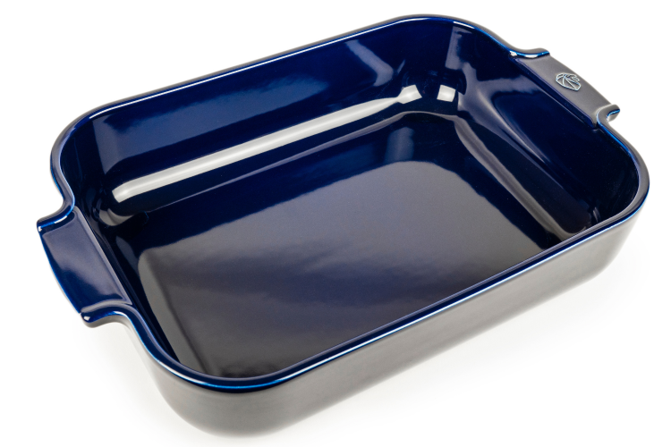 Plat four rectangle Peugeot Appolia en c&eacute;ramique bleu