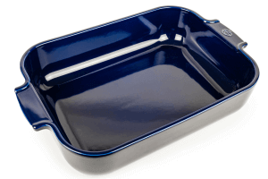 Plat four rectangle Peugeot Appolia en céramique bleu