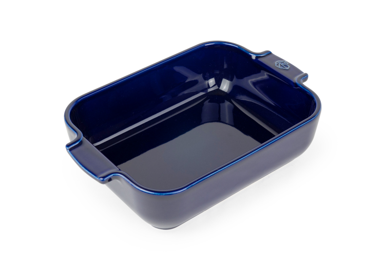 Plat four rectangle Peugeot Appolia en c&eacute;ramique bleu