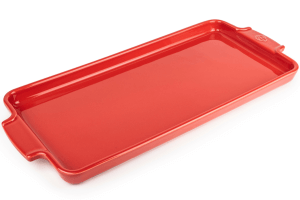 Plaque apéritifs et mignardises Peugeot Appolia en céramique rouge 34,5x16cm