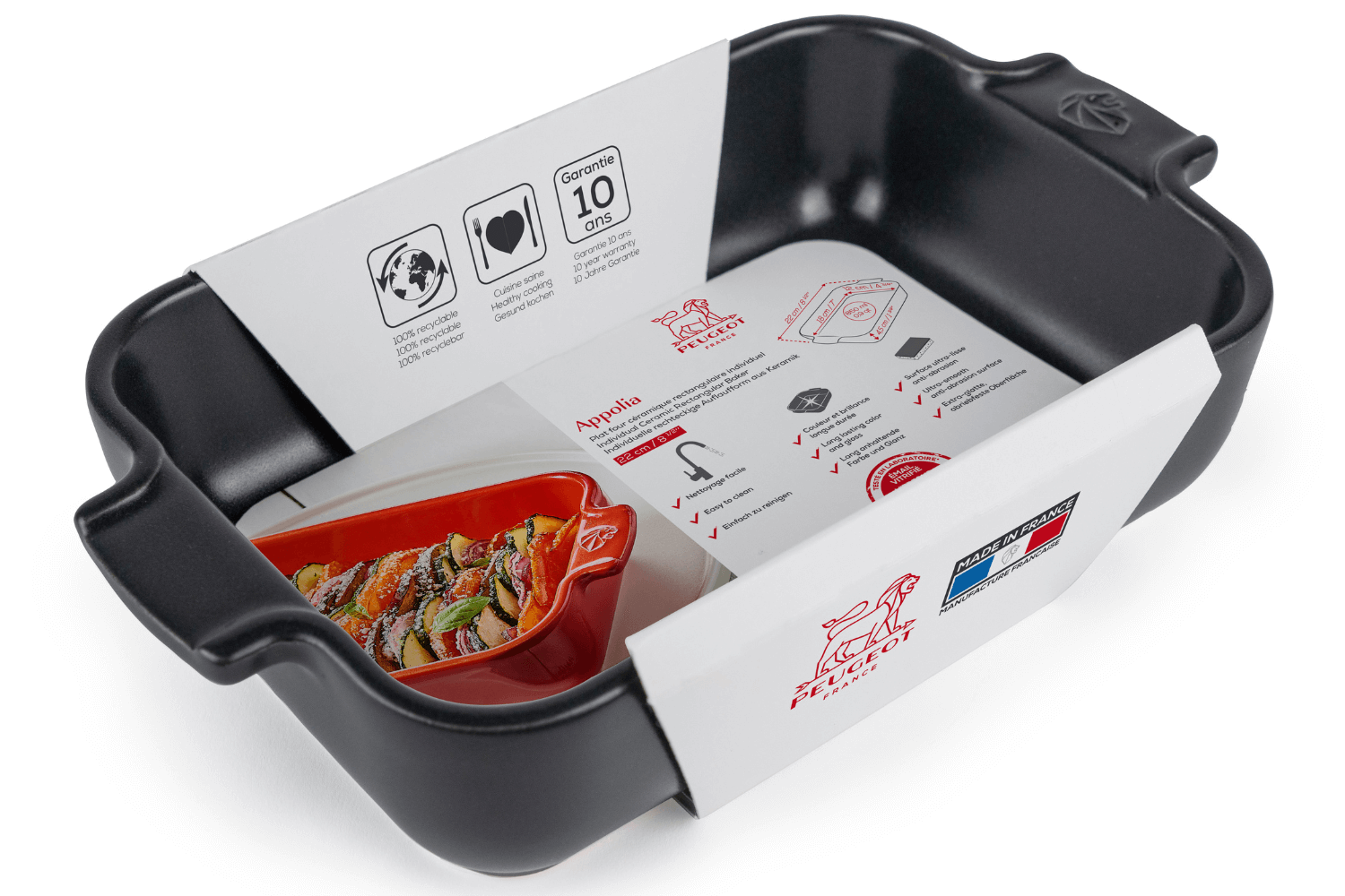 Plat à Four Carré en Céramique Appolia 28 cm Rouge Peugeot : achat