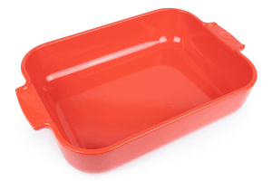 Plat four rectangle Peugeot Appolia en céramique rouge 30x22x6,8cm