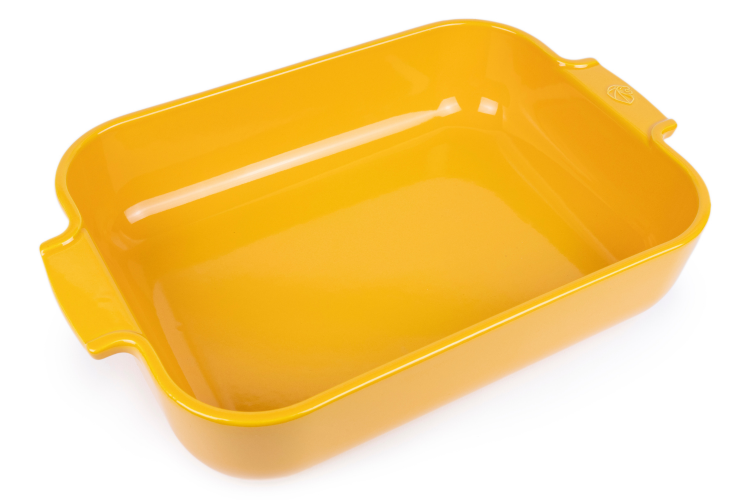 Plat four rectangle Peugeot Appolia en c&eacute;ramique jaune safran