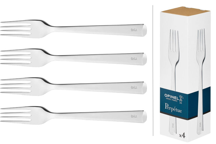 Bo&icirc;te de 4 fourchettes de table Opinel Perp&eacute;tue tout en acier inox