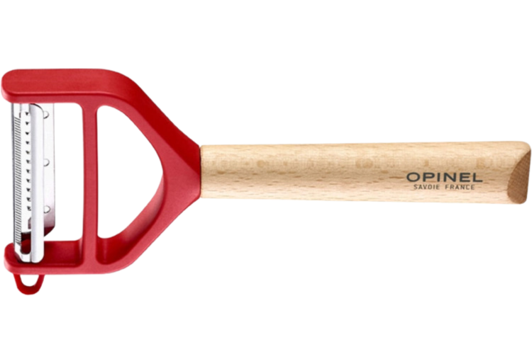 &Eacute;plucheur Opinel T-Duo rouge double lames microdent&eacute;e et julienne manche en h&ecirc;tre