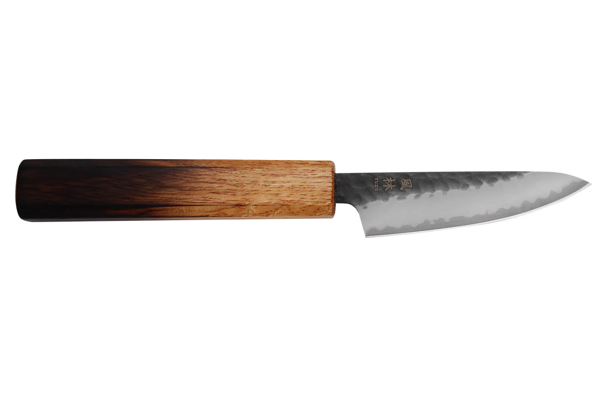 Couteau d'office 8cm japonais artisanal Yuzo Black AS chêne brûlé