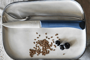 Couteau de table Opinel Bon Appétit + lame 11cm en inox manche en polymère bleu canard