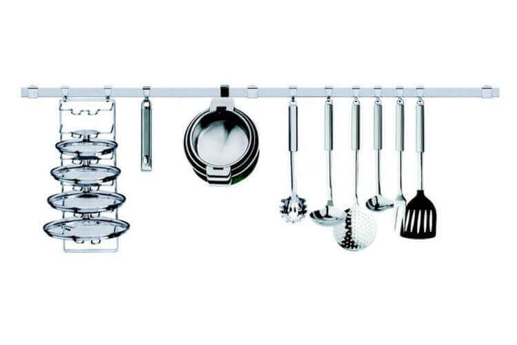 Barre De Suspension Cuisine 40 Cm - Acier Inoxydable 304 - 7 Crochets Amovibles - Gain De Place