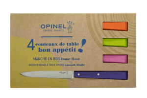 Coffret de 4 couteaux de table Opinel Bon Appétit Pop n°125 lames 11cm en inox manche en charme