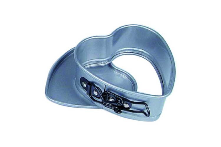 Moule &agrave; charni&egrave;re coeur anti-adh&eacute;sif fond amovible 12cm