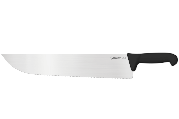 Couteau &agrave; trancher professionnel Ambrogio Sanelli Supra dent&eacute; noir 36cm
