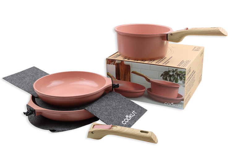 L'Incroyable Kit Cookut 2 po&ecirc;les et 1 casserole &agrave; poign&eacute;e amovible - guimauve