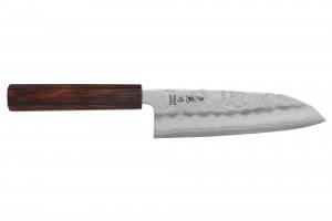 Couteau santoku japonais artisanal Wusaki Yoshi G3 chêne 16,5cm